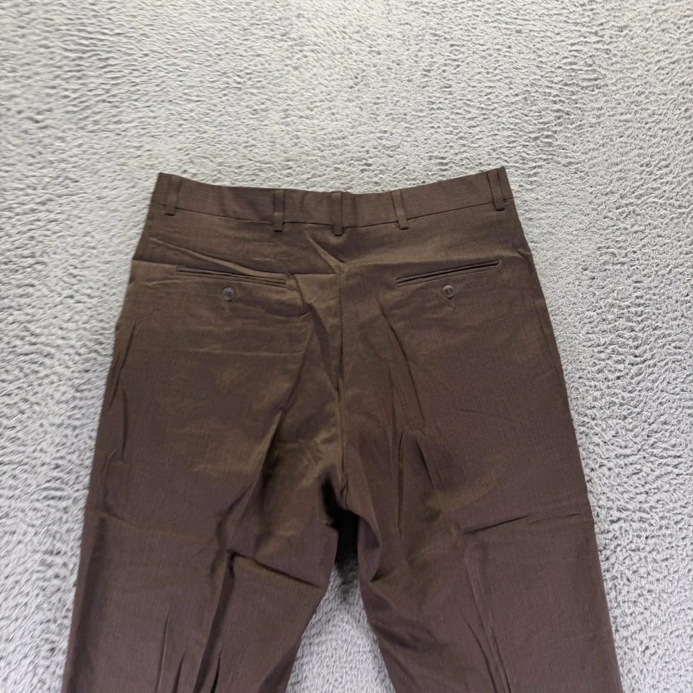 Kenneth Cole Reaction Pant Mens 34x30 Brown Wool Dress Straight Business Stretch